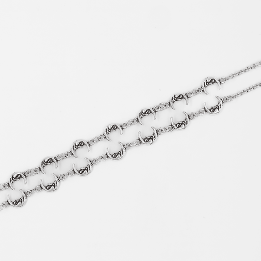 Silver Oxidised Moonface Anklet / Payal