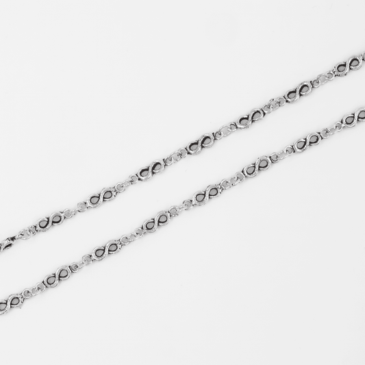 Silver Oxidised Infinity Anklet / Payal