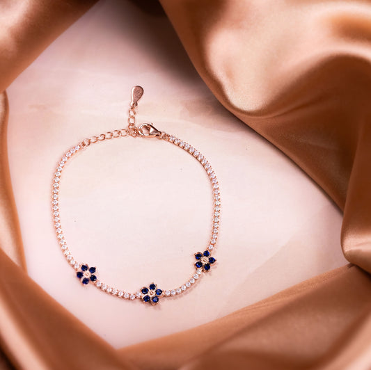 Rose Gold Sapphire Floral Bracelet