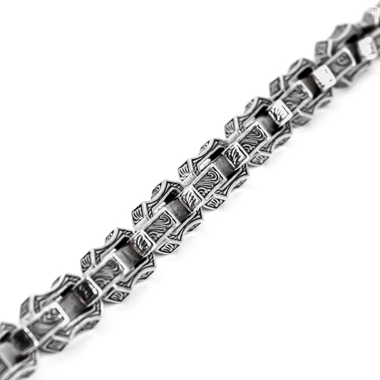 Silver Solid Designer Engraved Bracelet