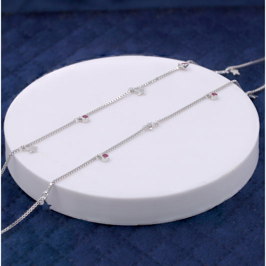Silver Scarlet Stars Anklet / Payal