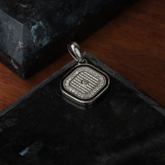 Sliver Blunt Square White Stone Pendant