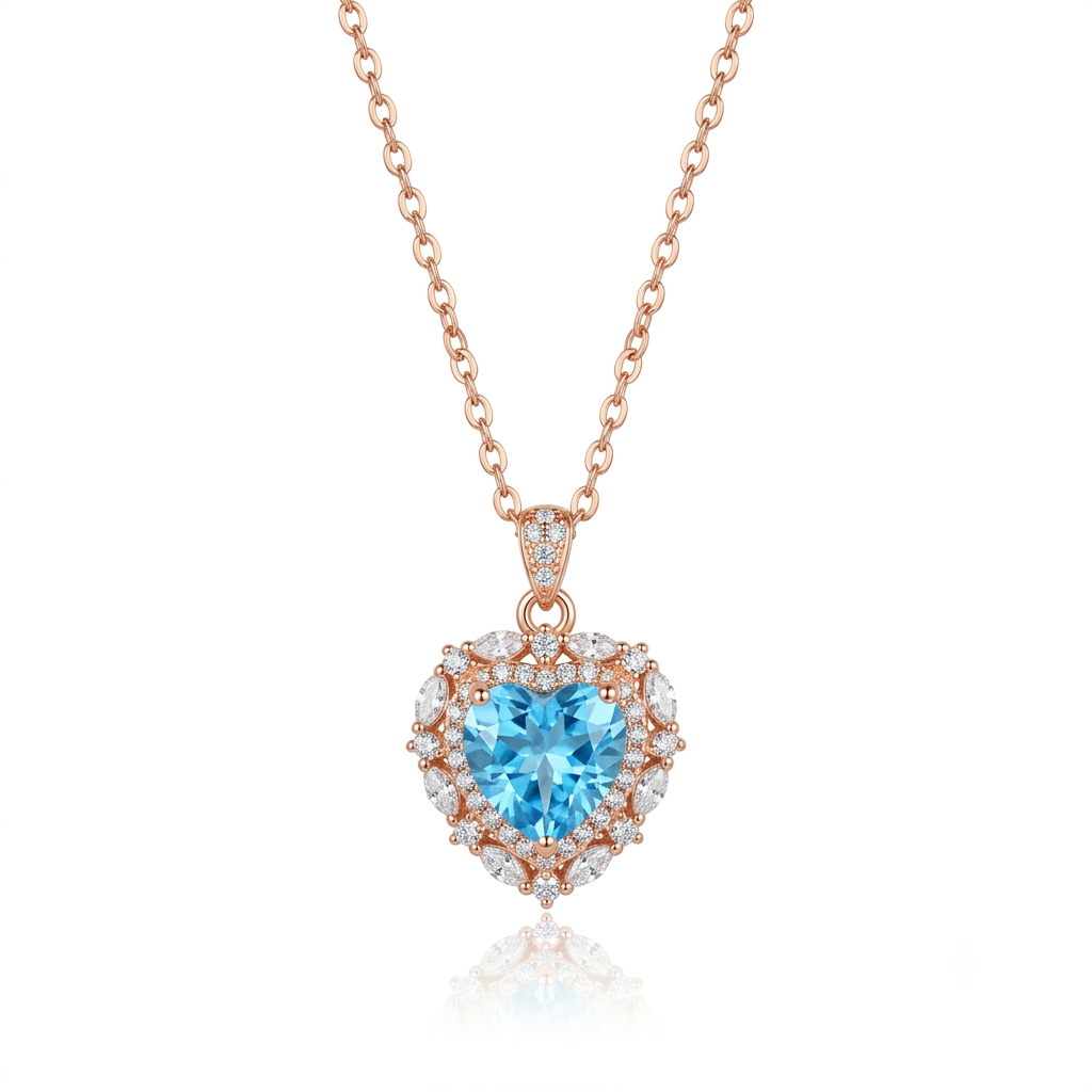 Rosegold Azure Heart Chain Pendant