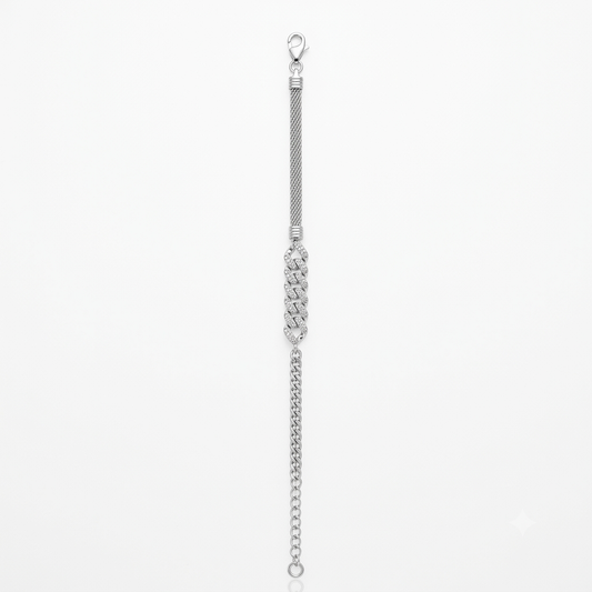 Silver Curb Weave Cuban Bracelet