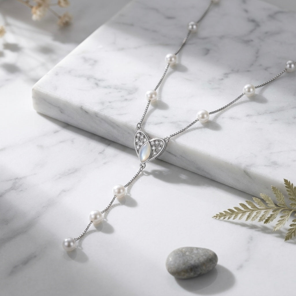 Silver Heart Cascade Chain Pendant