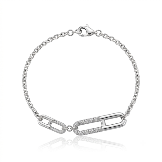 Silver Elongated Link Bracelet