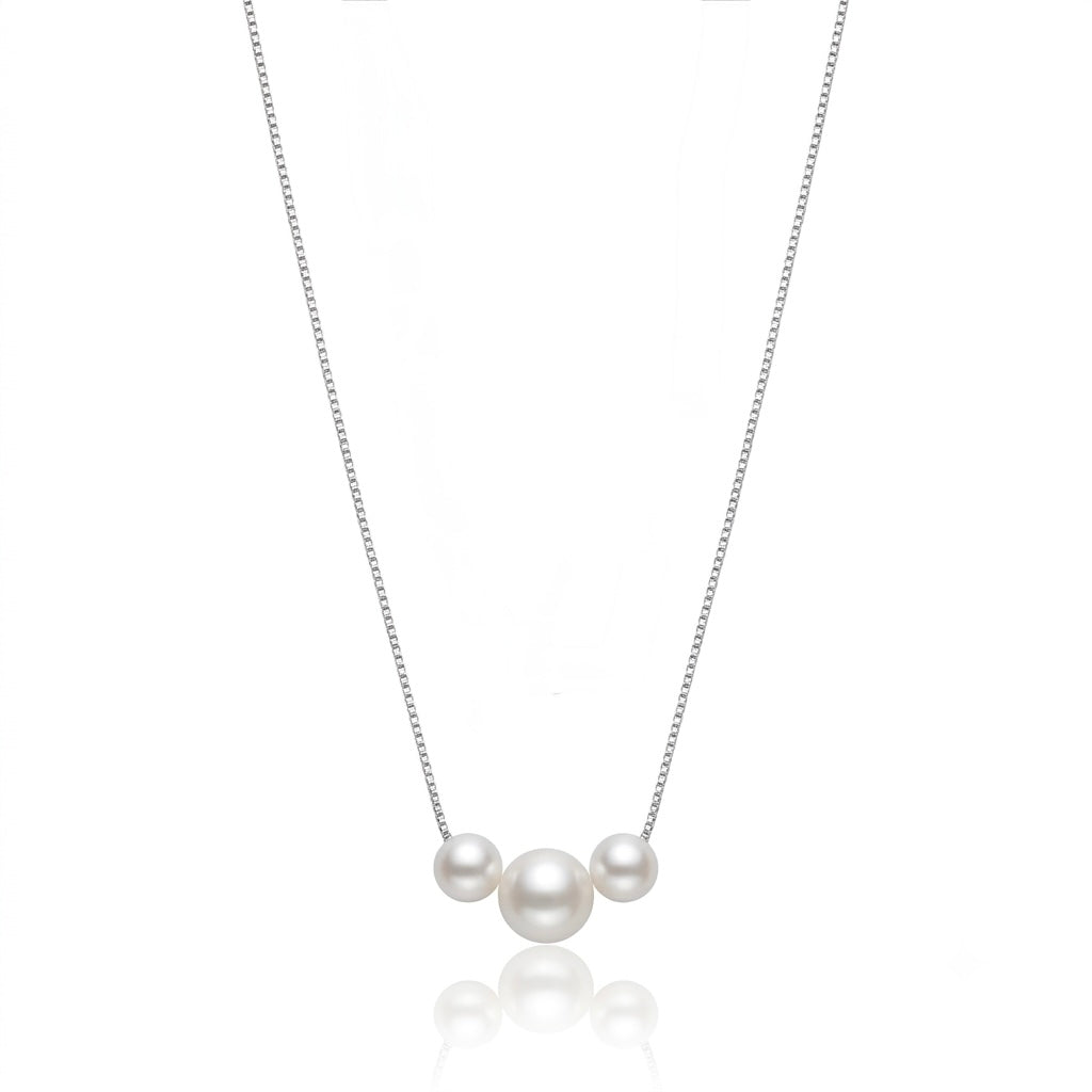 Silver Triple Pearl Chain Pendant