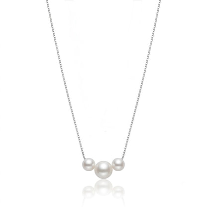 Silver Triple Pearl Chain Pendant