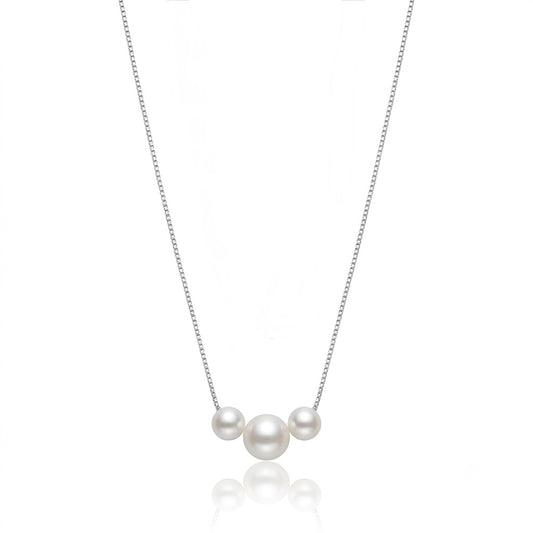 Silver Triple Pearl Chain Pendant