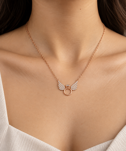Rosegold Winged Statement Chain Pendant
