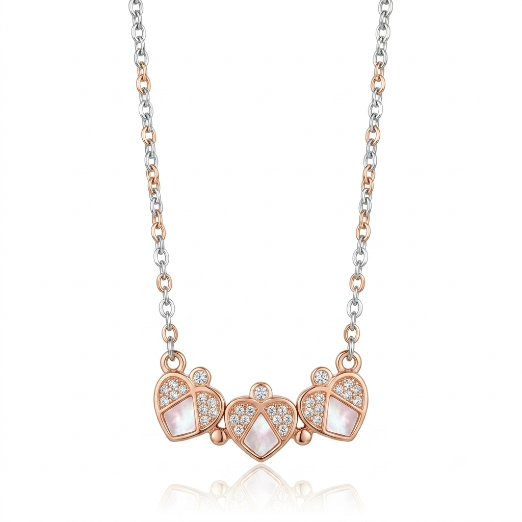Two Tone Magnetic Clover Heart Chain Pendant