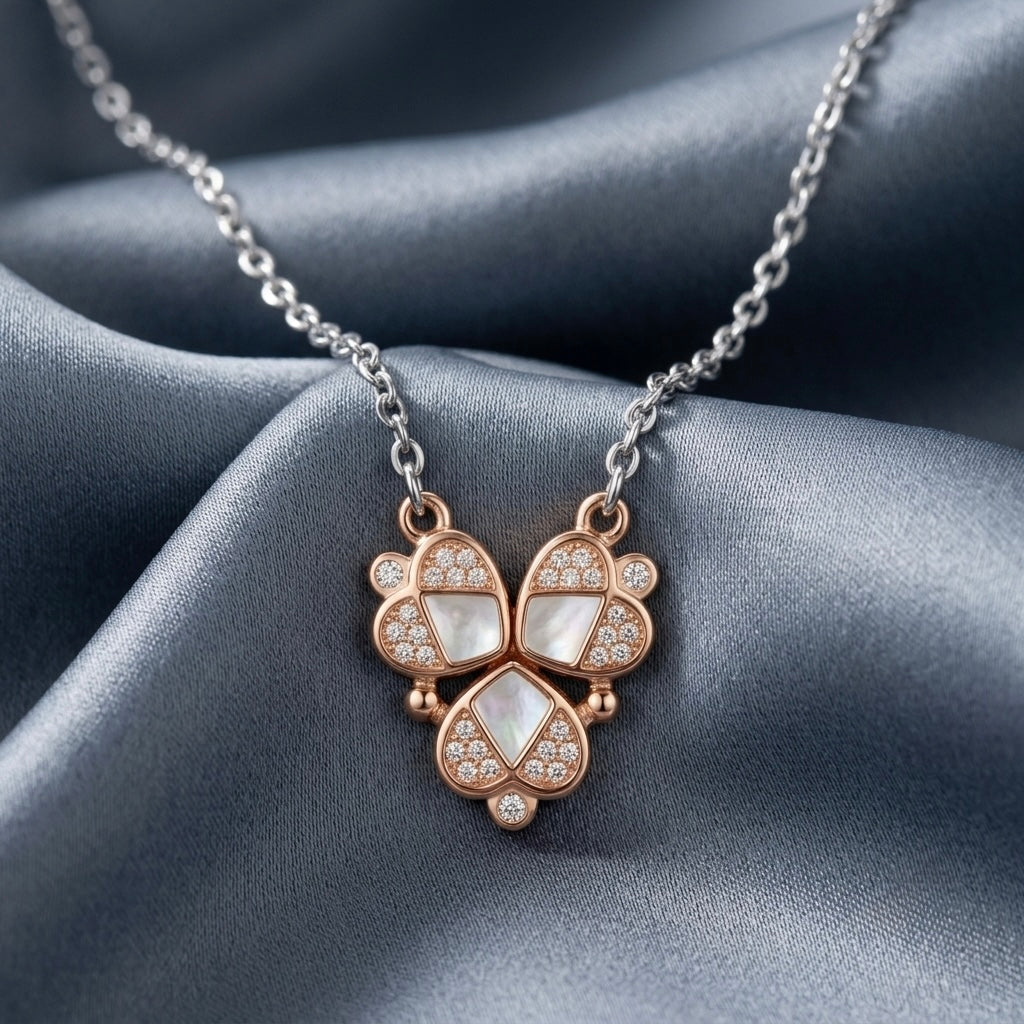 Two Tone Magnetic Clover Heart Chain Pendant
