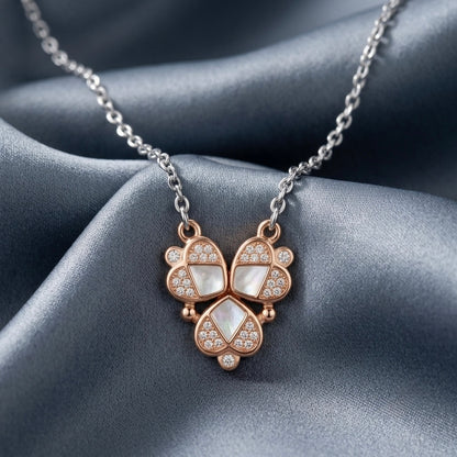 Two Tone Magnetic Clover Heart Chain Pendant