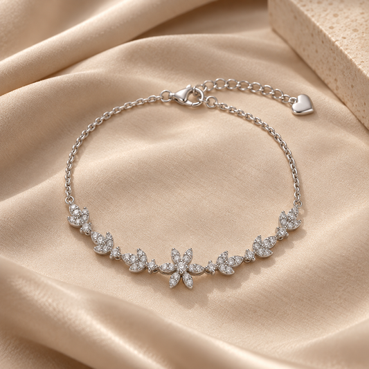 Silver Zircon Bloom Bracelet