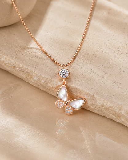 Rosegold Solitaire Butterfly Chain Pendant