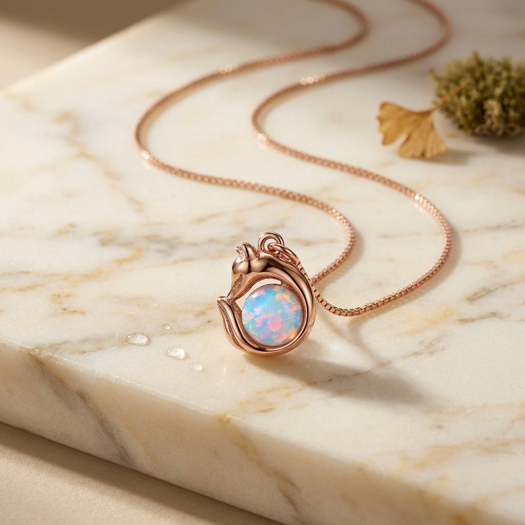 Rosegold Foxy Opal Chain Pendant