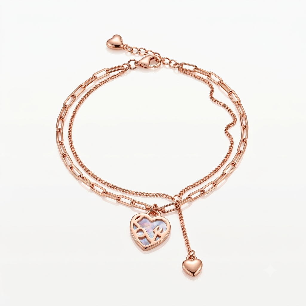 Rose Gold Love Lock Bracelet