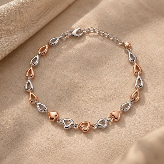Two Minimal Heart Bracelet