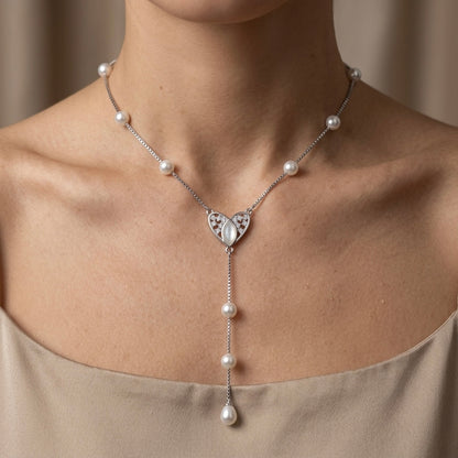Silver Heart Cascade Chain Pendant