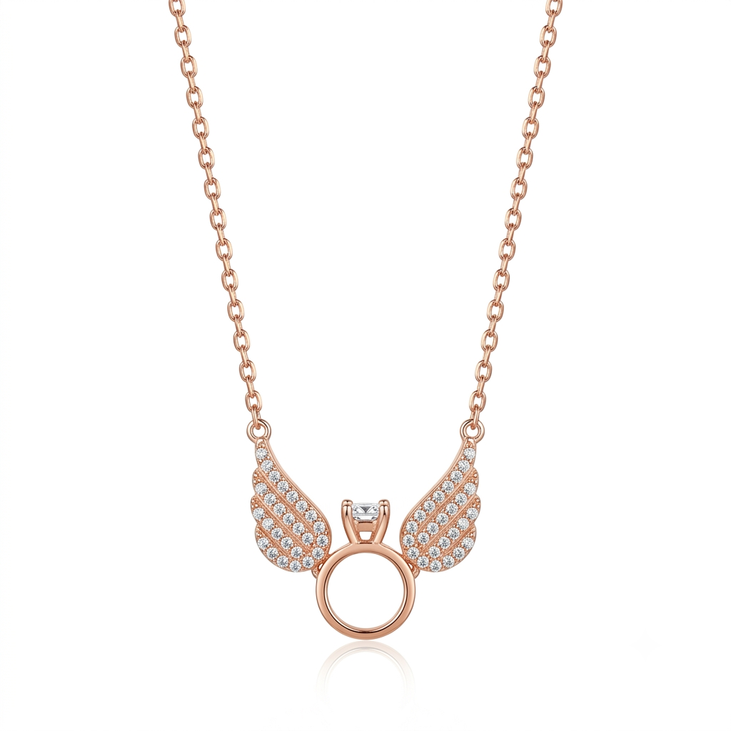 Rosegold Winged Statement Chain Pendant