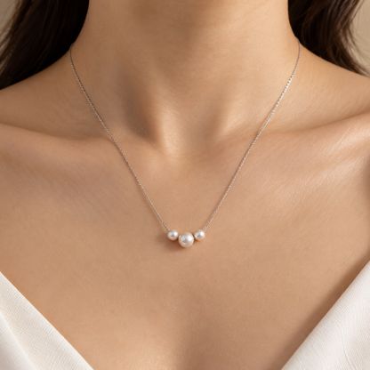 Silver Triple Pearl Chain Pendant