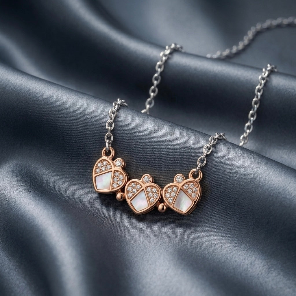 Two Tone Magnetic Clover Heart Chain Pendant