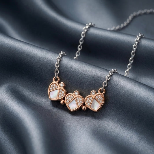 Two Tone Magnetic Clover Heart Chain Pendant
