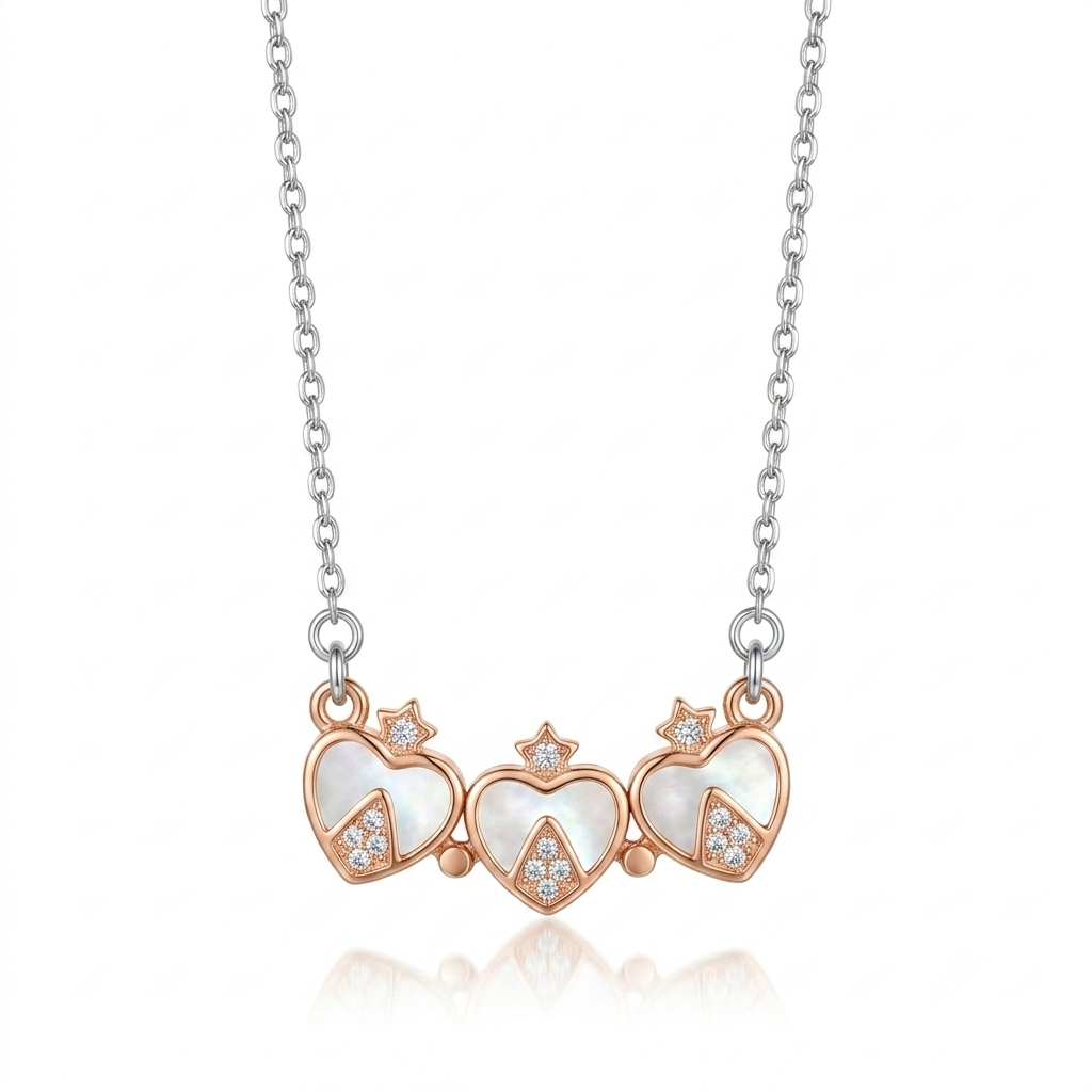 Two Tone Magnetic Clover Bloom Chain Pendant