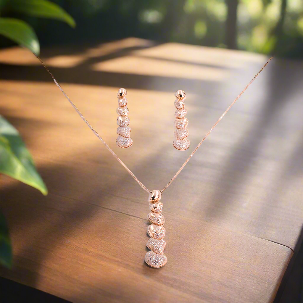 Rose Gold Celestial Sparkle Pendant Set