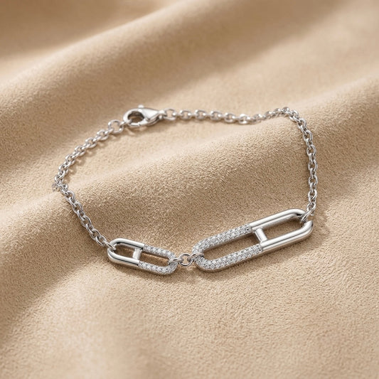 Silver Elongated Link Bracelet