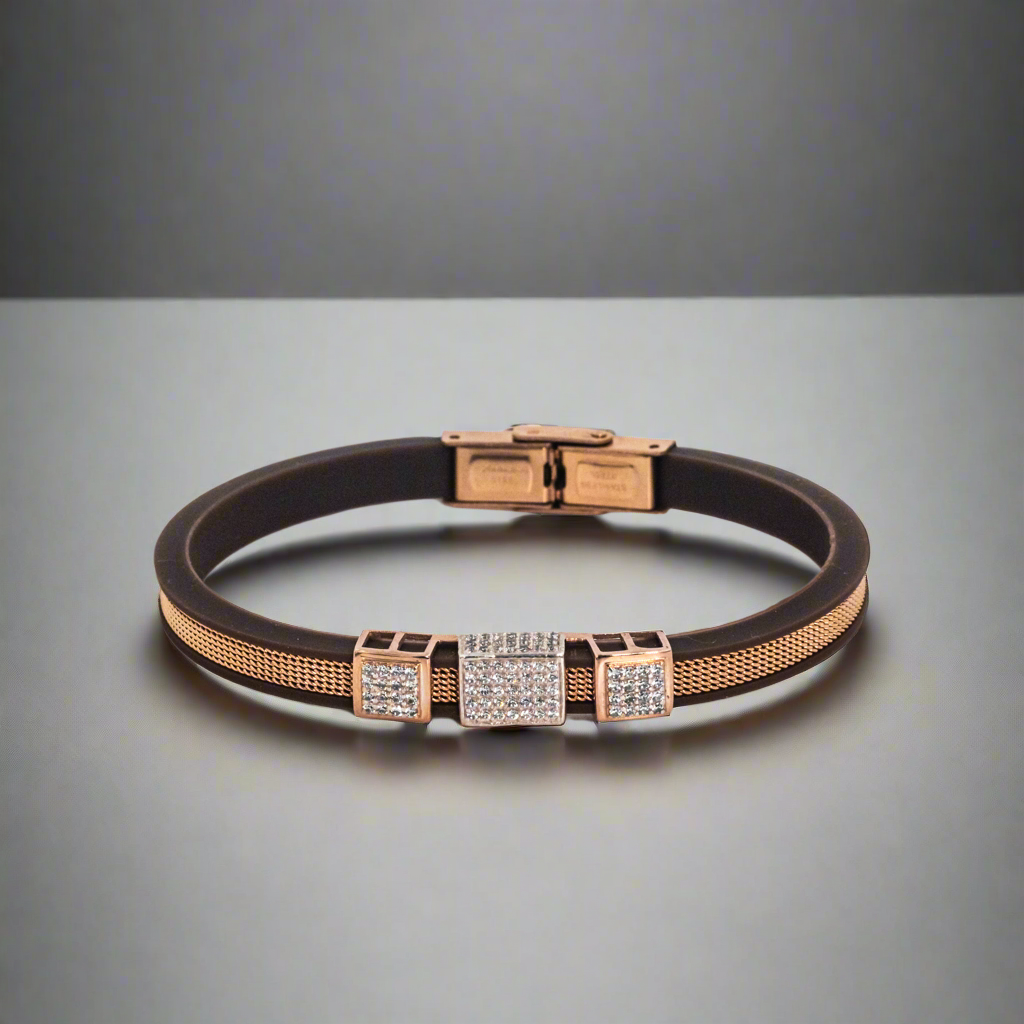 Silver Brown Silicon Cuff/Kada