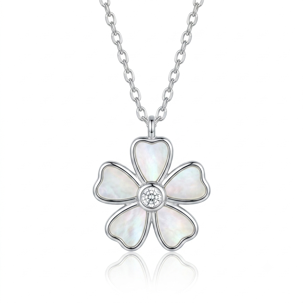 Silver Classic Flower Chain Pendant