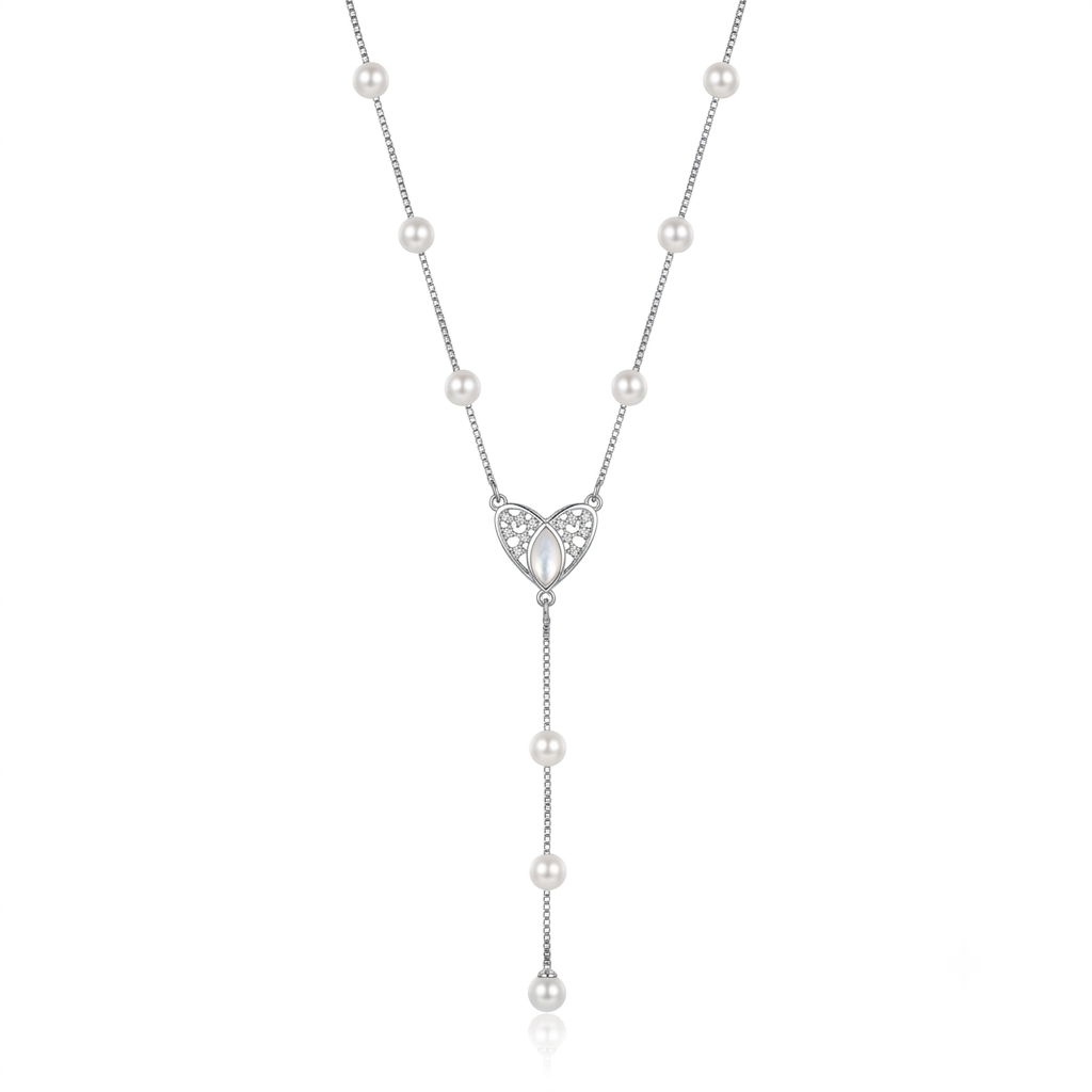 Silver Heart Cascade Chain Pendant