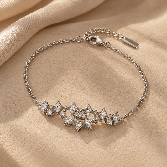 Silver Zircon Maze Bracelet