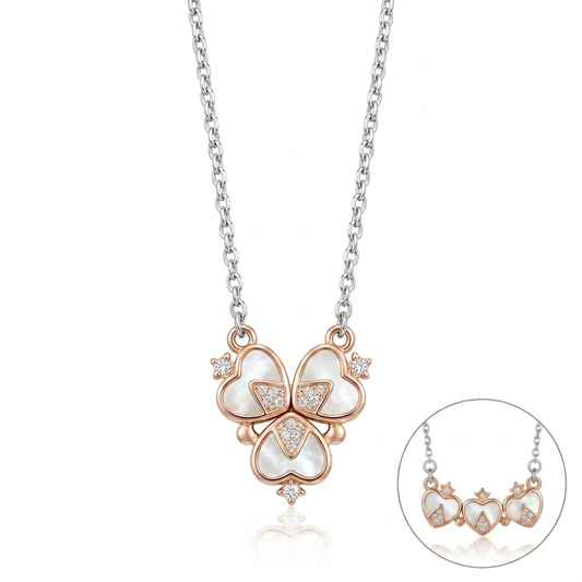 Two Tone Magnetic Clover Bloom Chain Pendant