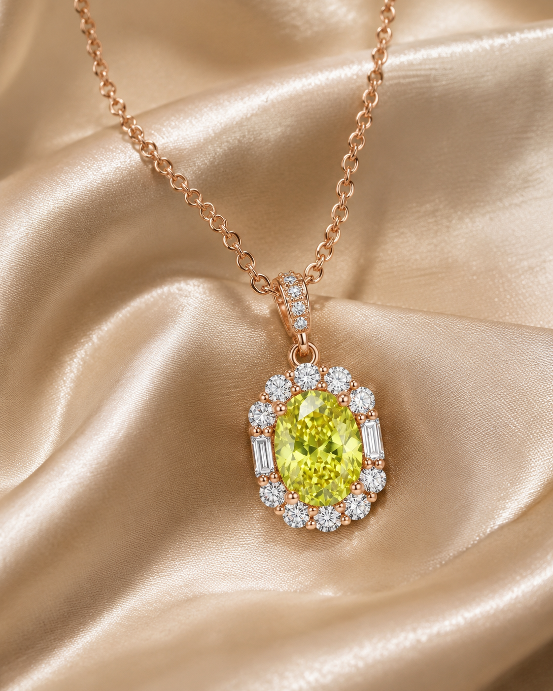 Rosegold Lime Radiance Chain Pendant