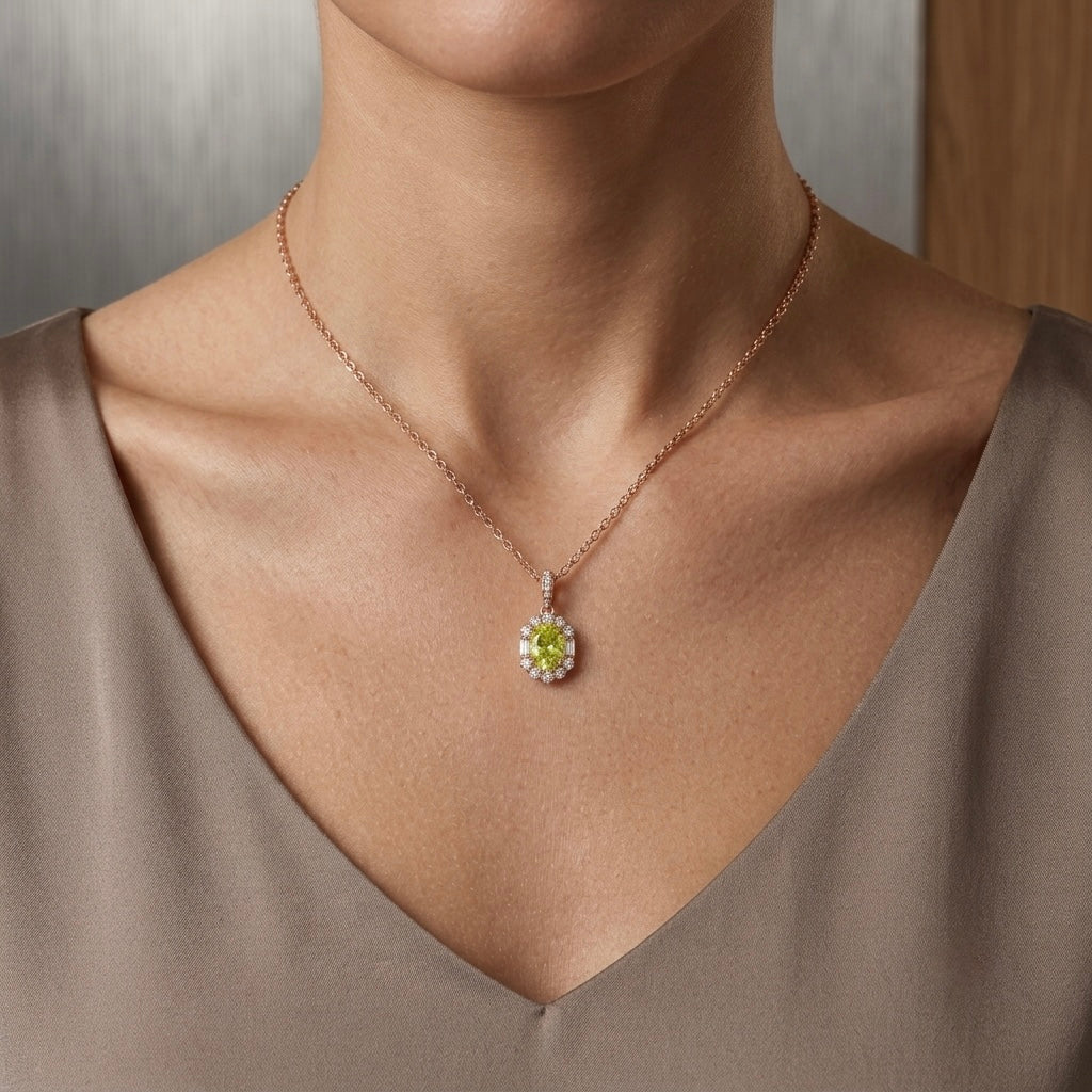 Rosegold Lime Radiance Chain Pendant