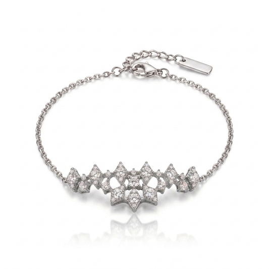 Silver Zircon Maze Bracelet