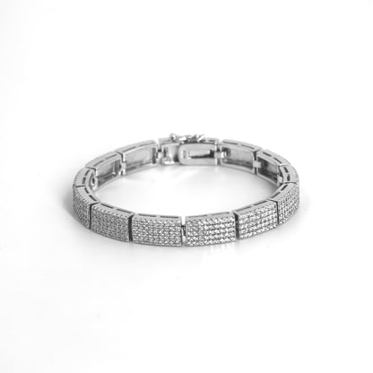 Silver Iced Out Cuboid Bracelet