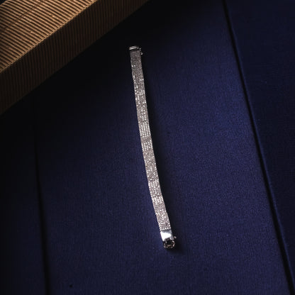 Silver Iced Out Cuboid Bracelet