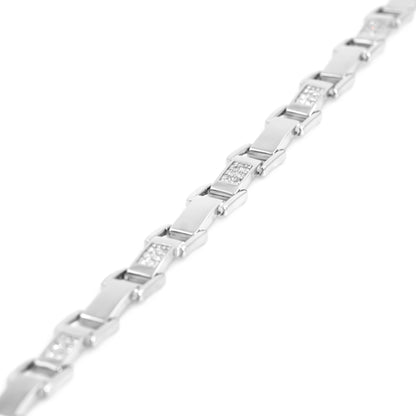 Silver Minimal Square Zircon Men's Bracelet