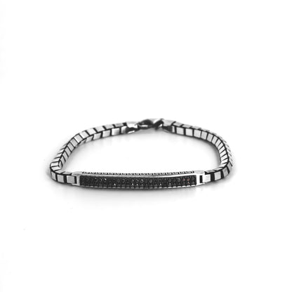 Silver Black Studded Bracelet