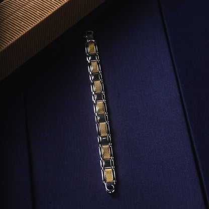 Silver Two-Tone Jazzy Men's Bracelet