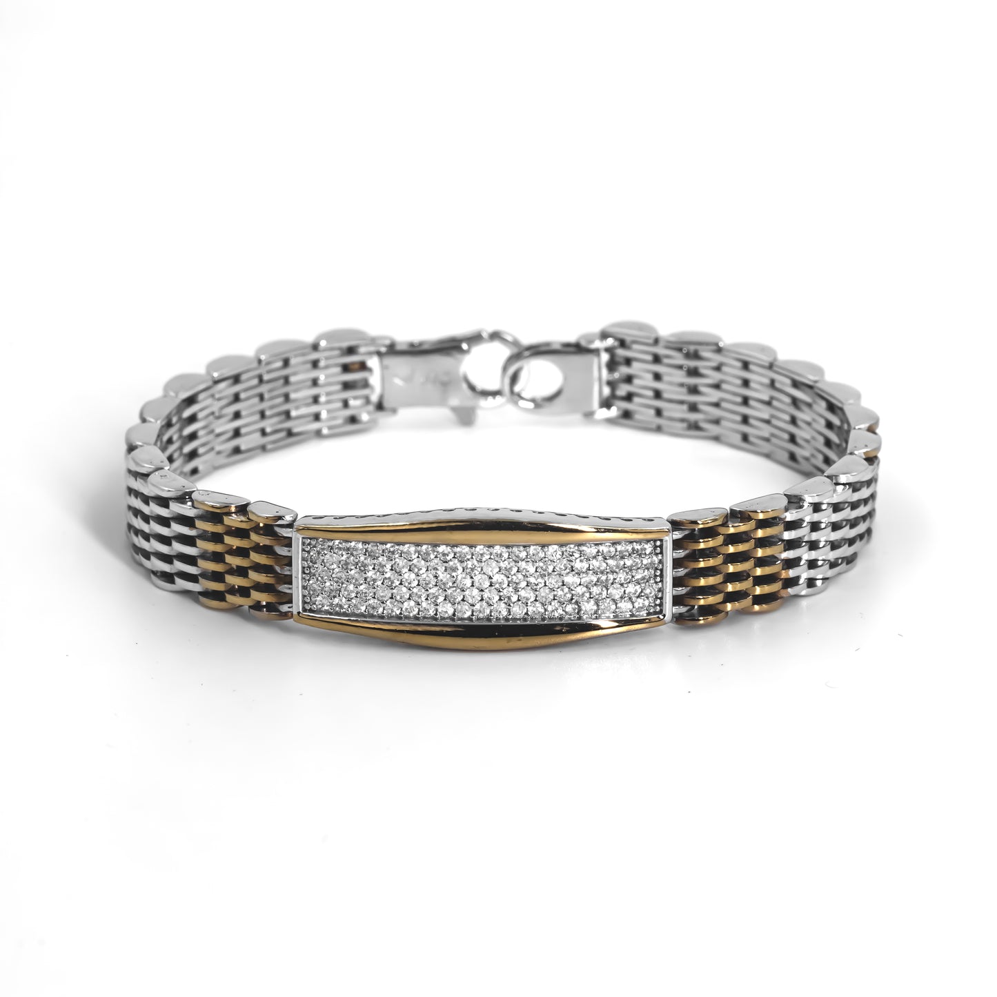 Silver Two Tone Designer Zircon Bracelet