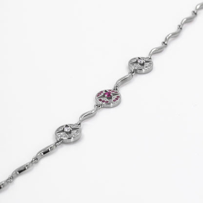 Silver Simplicity Pink Bracelet