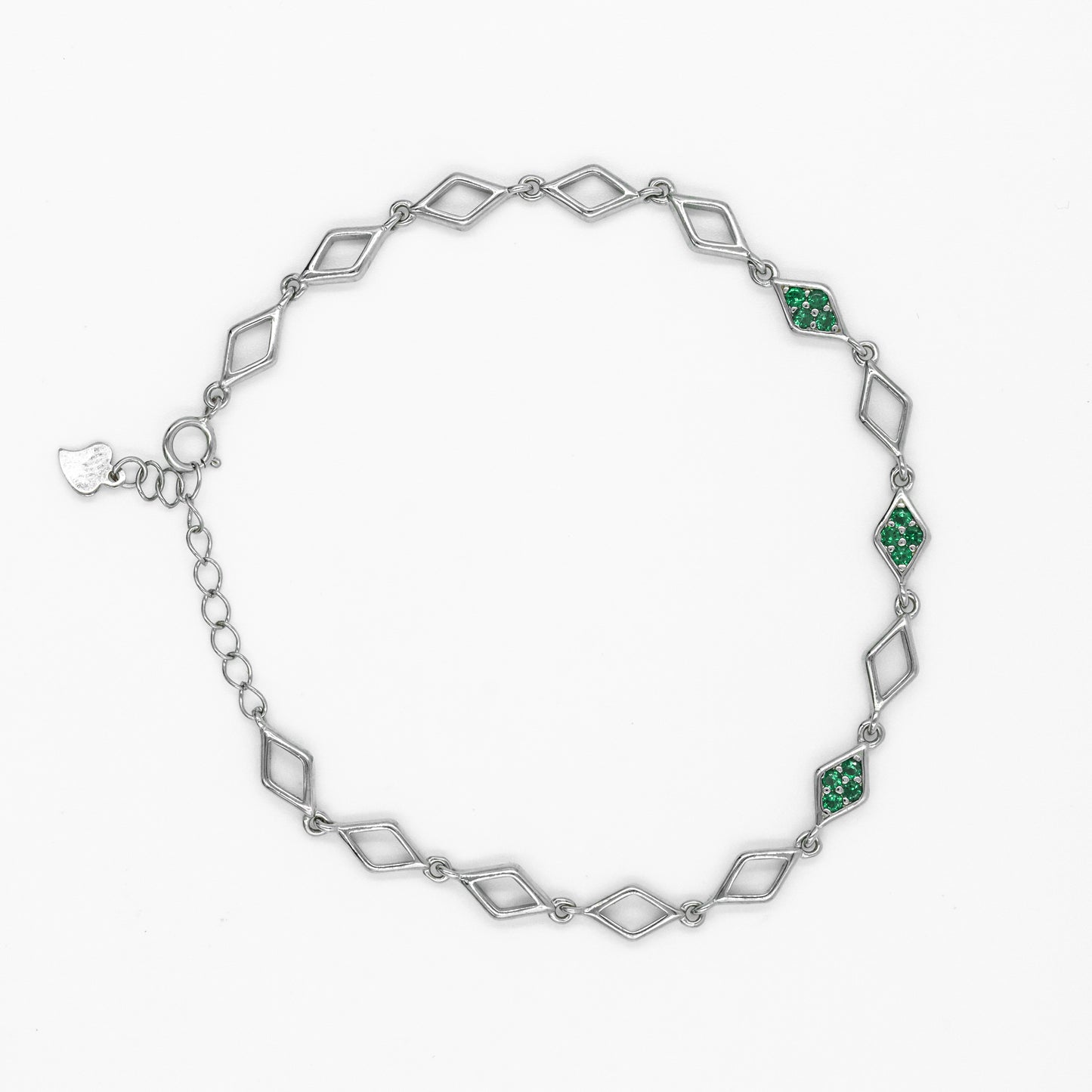 Silver Subtle Green Stone Bracelet