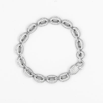Silver Linked White Stone Bracelet