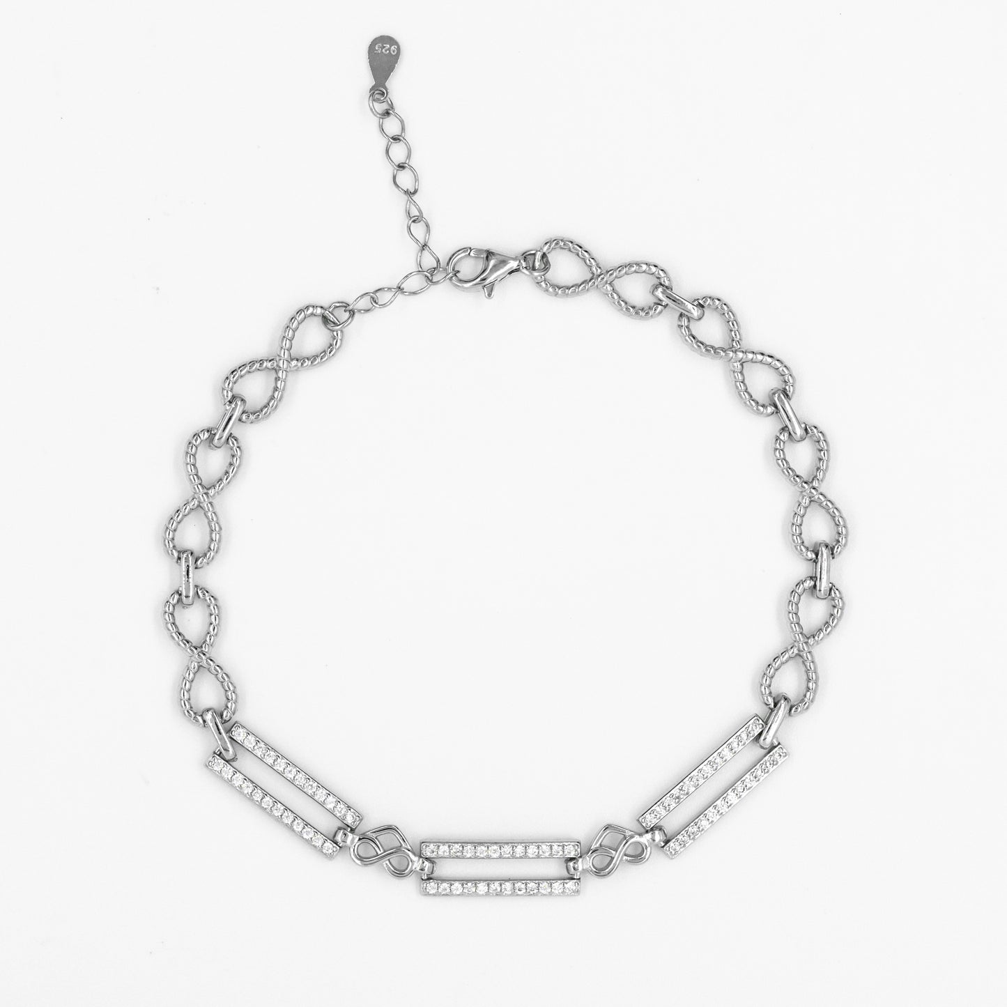 Silver Infinity  Rectangle Bracelet