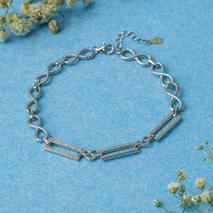 Silver Infinity  Rectangle Bracelet