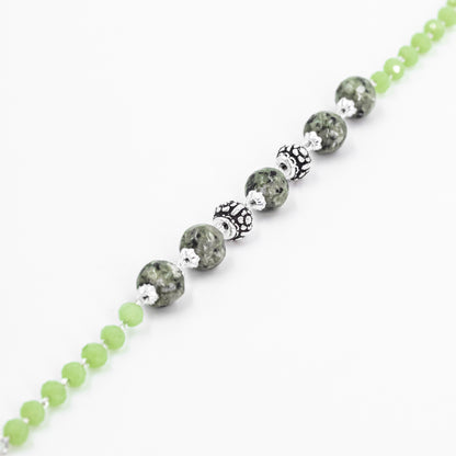 Silver Green Bead Bracelet